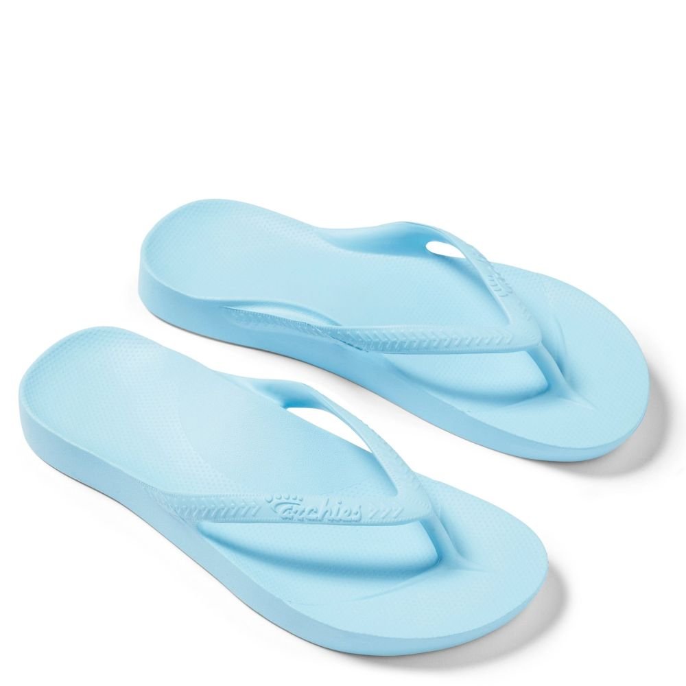 Archies Women's Arch Support Flip Flops in Sky Blue