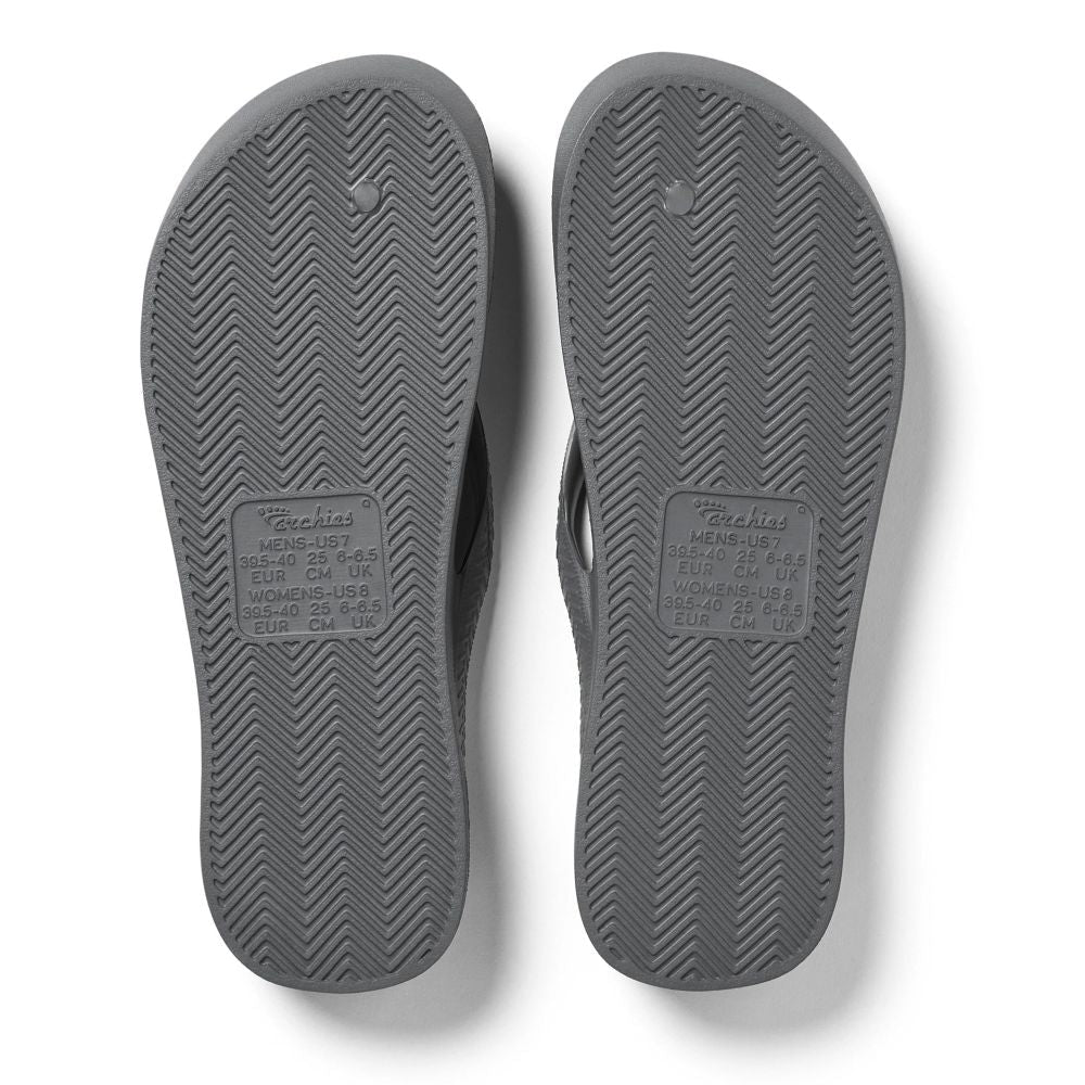 Archies Arch Support Flip Flops in Charcoal