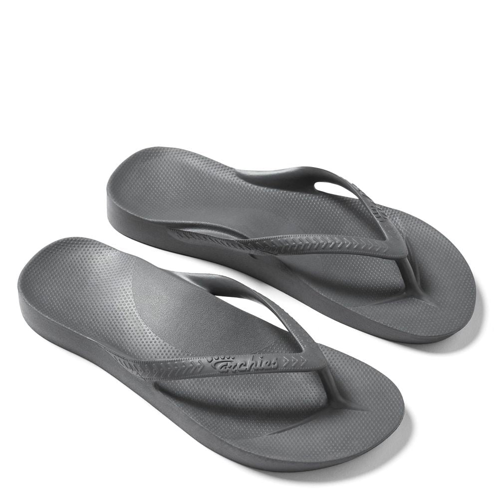 Archies Arch Support Flip Flops in Charcoal