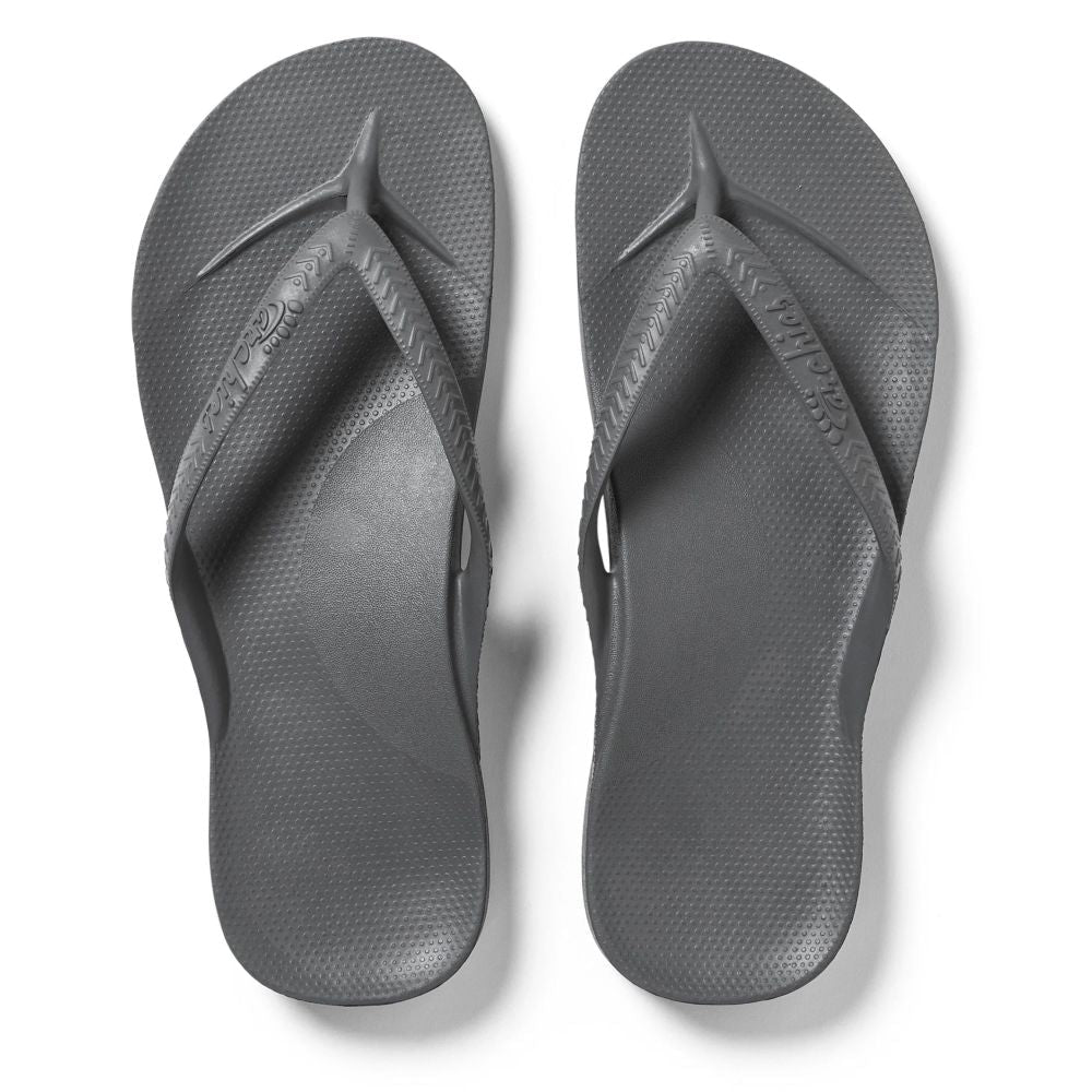 Archies Arch Support Flip Flops in Charcoal
