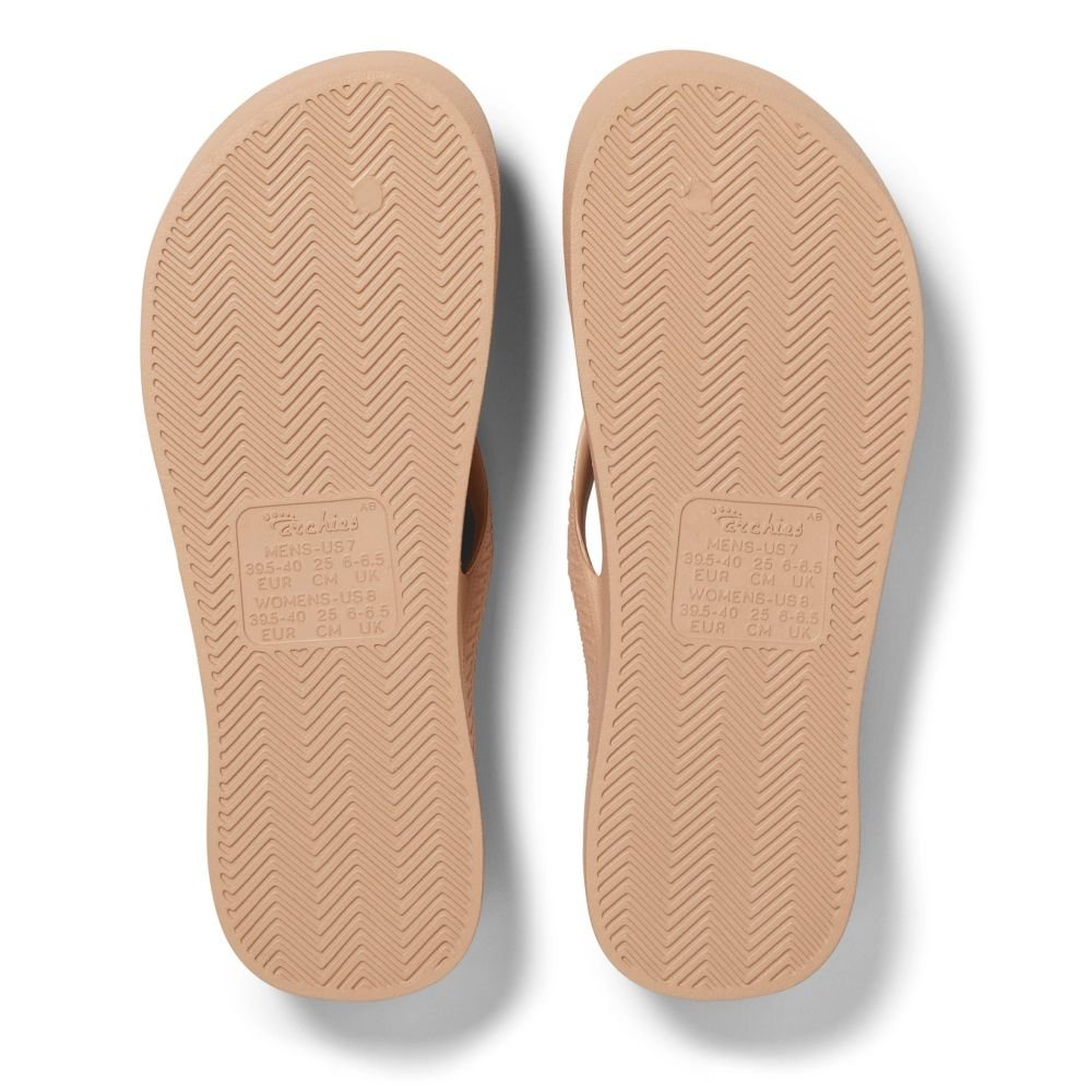 Archies Women's Arch Support Flip Flops in Tan