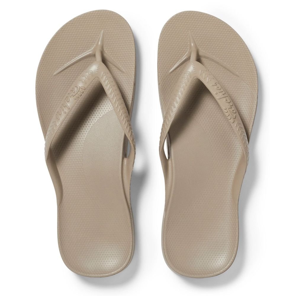 Archies Arch Support Flip Flops in Taupe