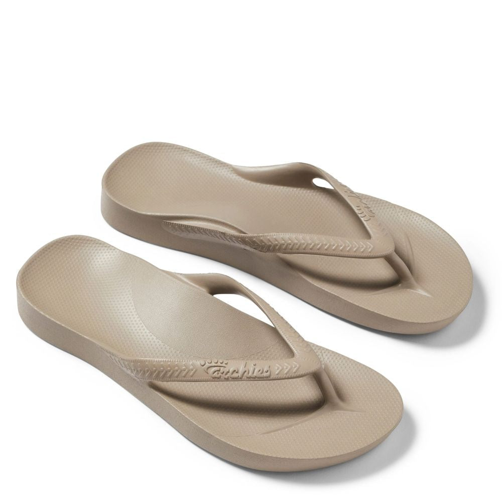Archies Arch Support Flip Flops in Taupe