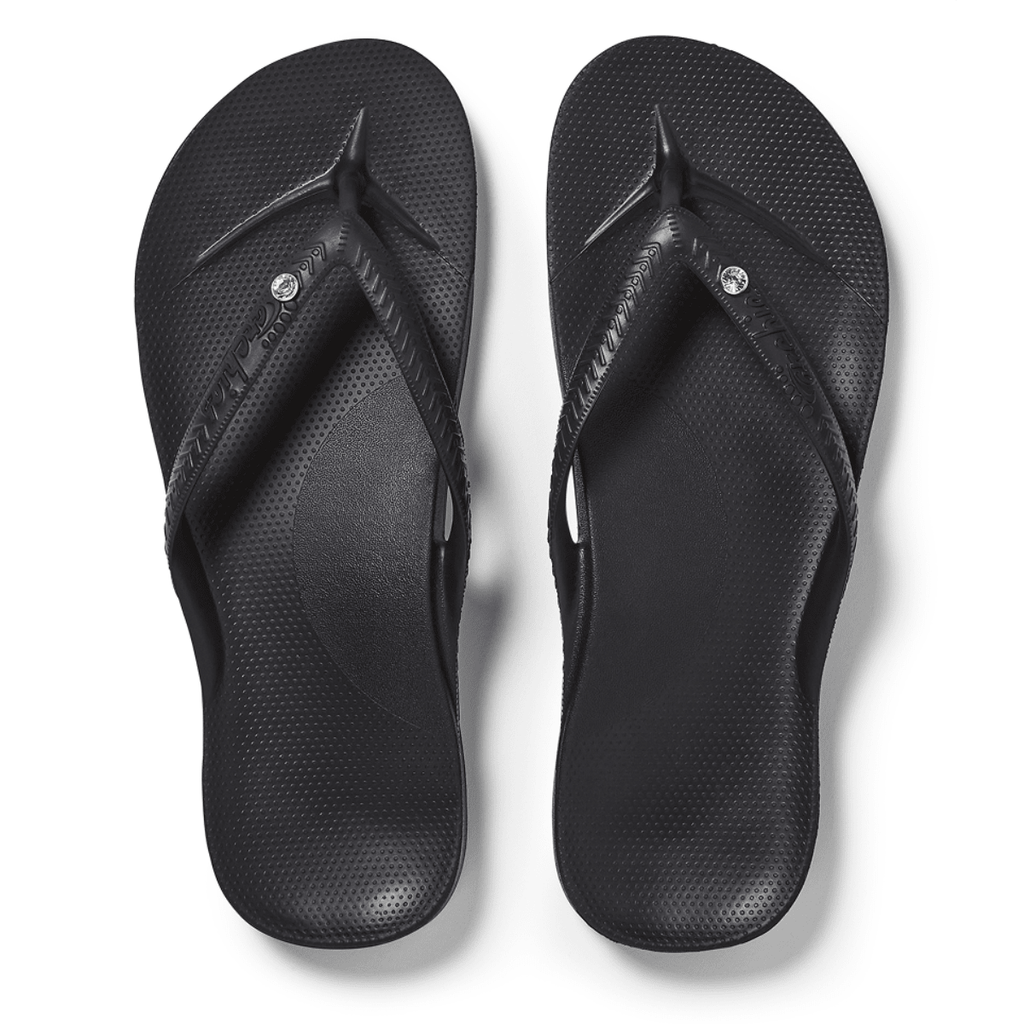 Archies Women's Crystal Arch Support Flip Flops in Black