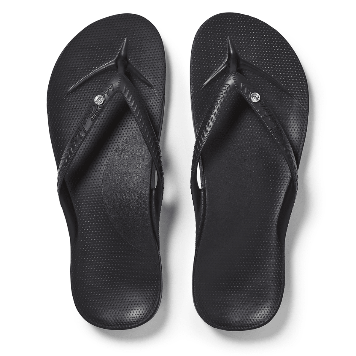 Archies Women's Crystal Arch Support Flip Flops in Black
