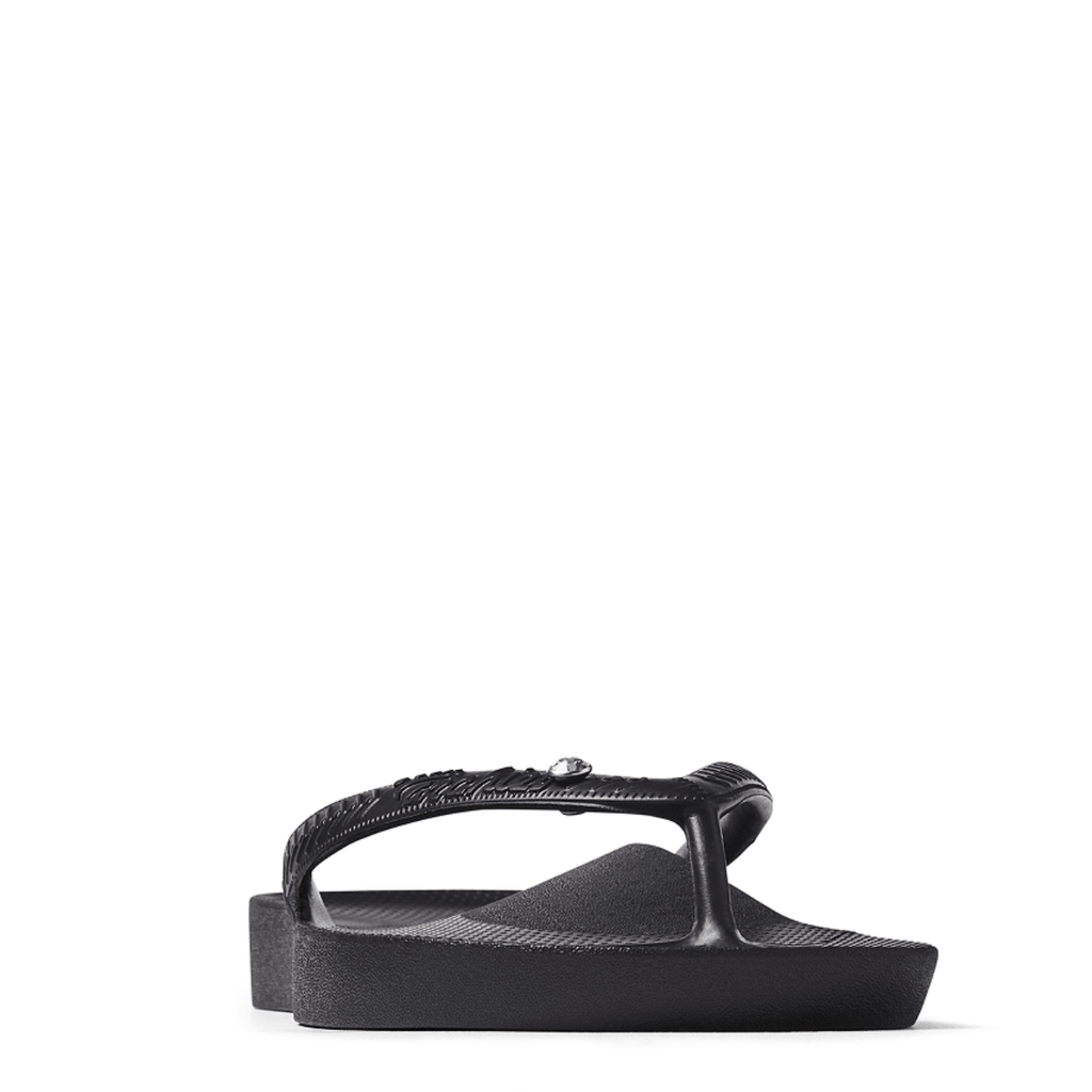 Archies Women's Crystal Arch Support Flip Flops in Black