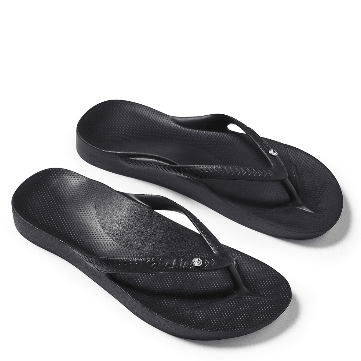Archies Women's Crystal Arch Support Flip Flops in Black