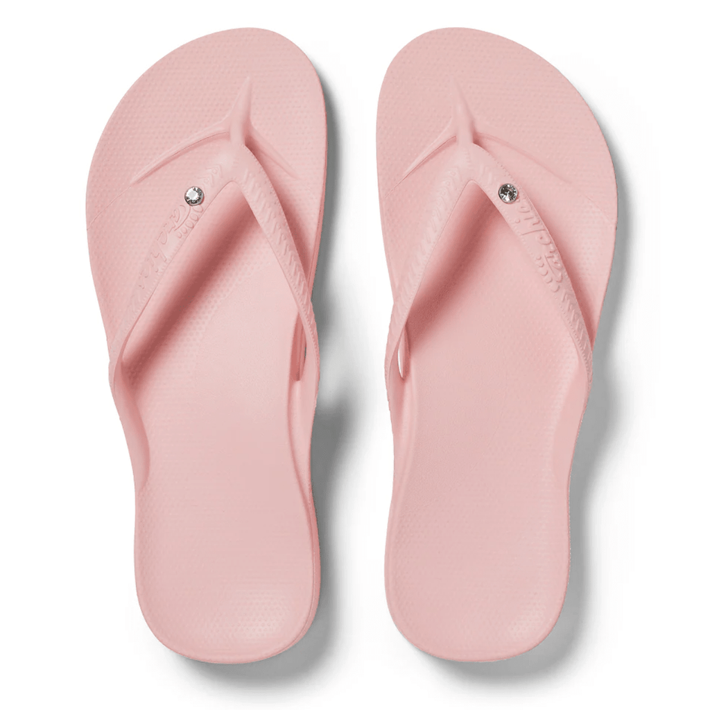 Archies Women's Crystal Arch Support Flip Flops in Pink