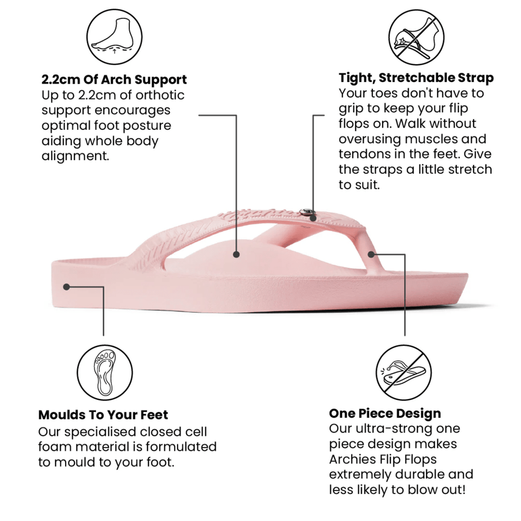 Archies Women's Crystal Arch Support Flip Flops in Pink