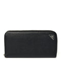 Saffiano Triangle Zip Wallet Black