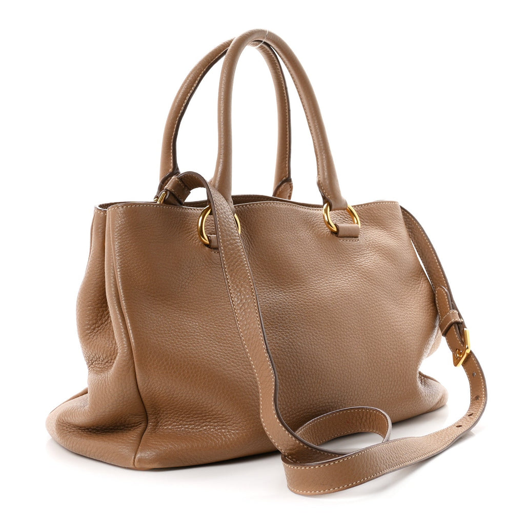 Vitello Daino Shopping Tote Cammeo