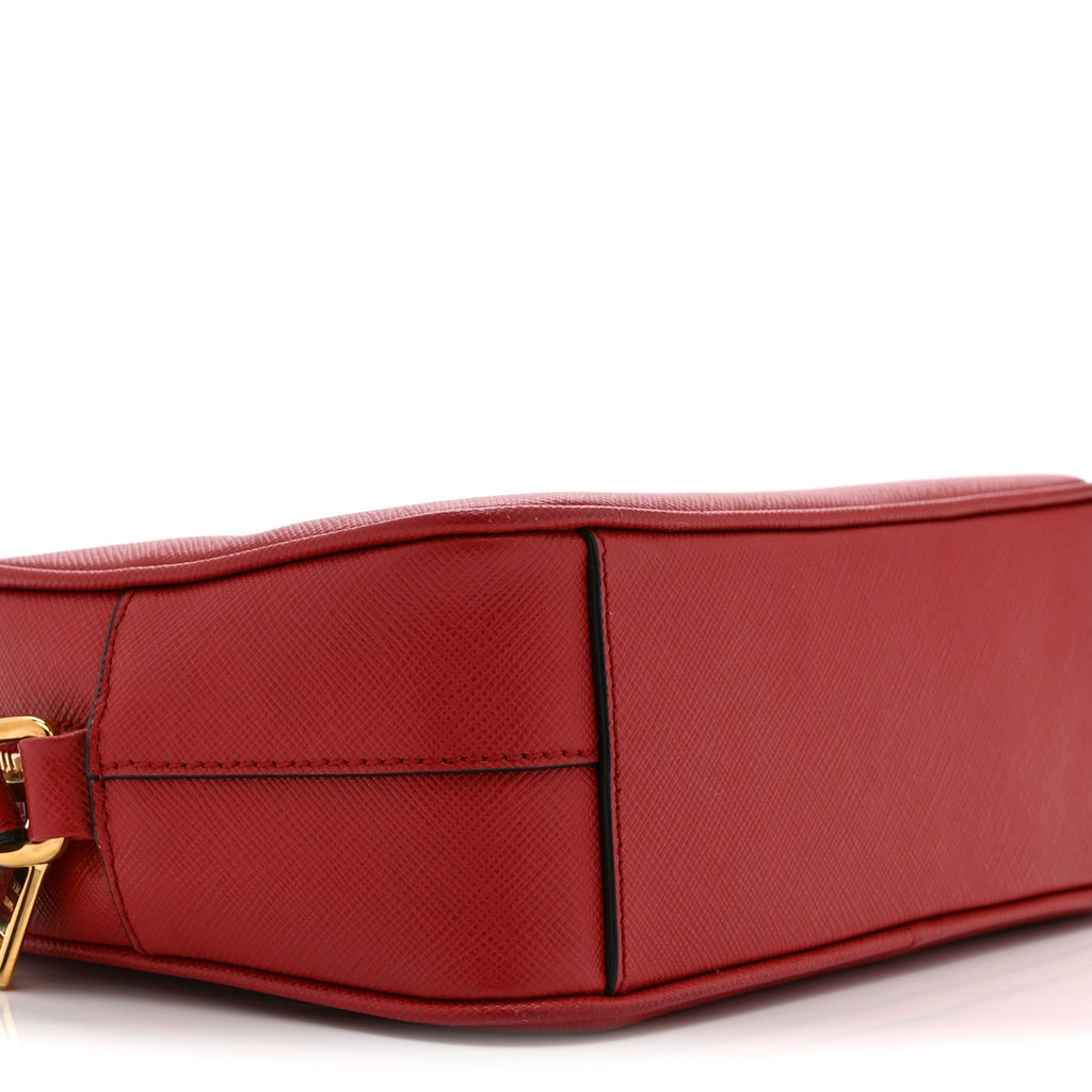 Saffiano Mini Camera Crossbody Bag Rosso