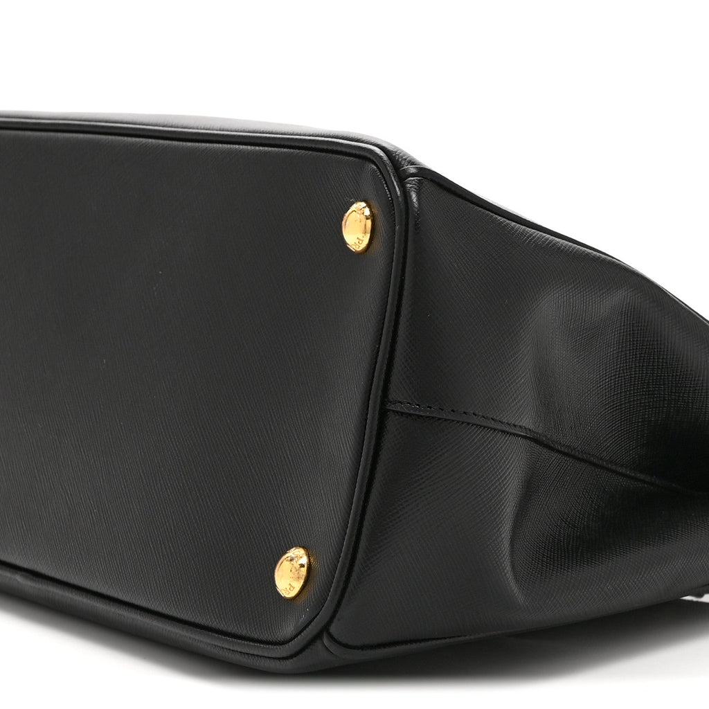 Saffiano Small Galleria Double Zip Tote Black