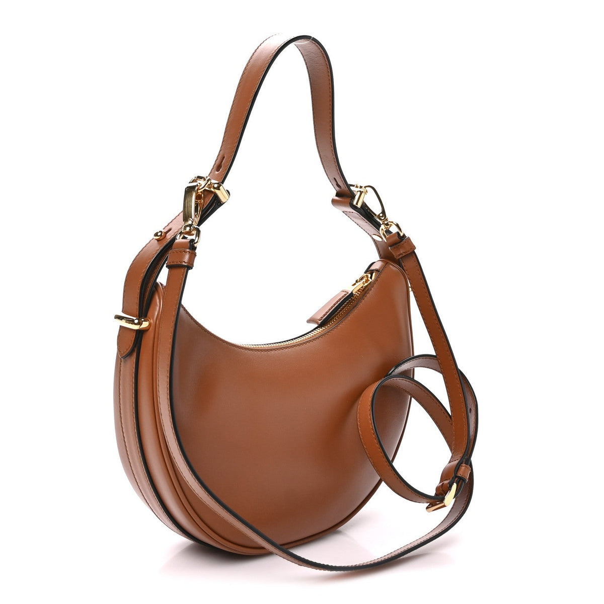 Soft Calfskin Arque Shoulder Bag Cognac