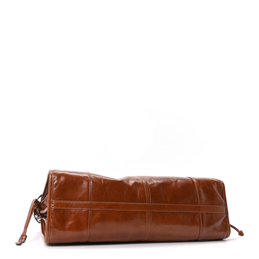Glossy Calfskin Triangle Large Bonnie Shoulder Bag Palissandro