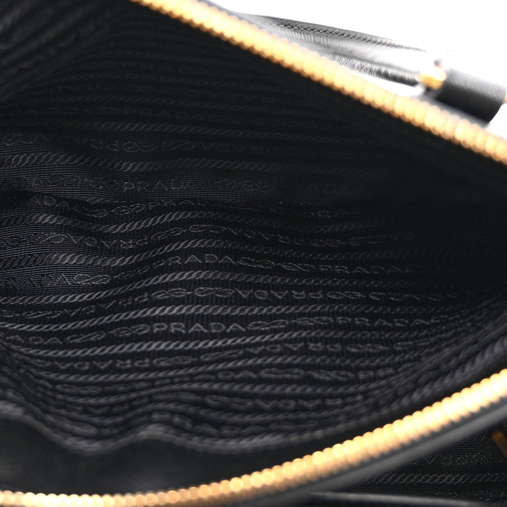 Saffiano Small Galleria Double Zip Tote Black