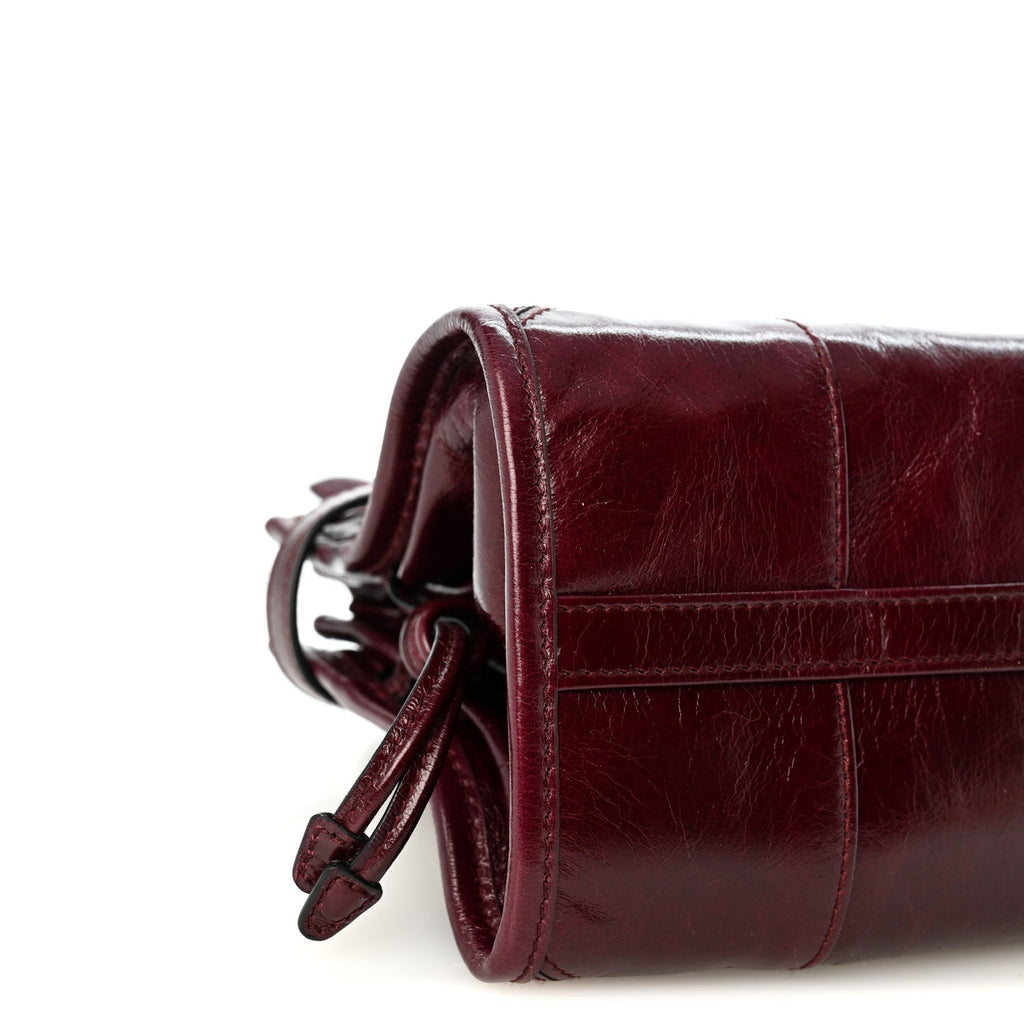 Glossy Calfskin Triangle Small Bonnie Shoulder Bag Bordeaux