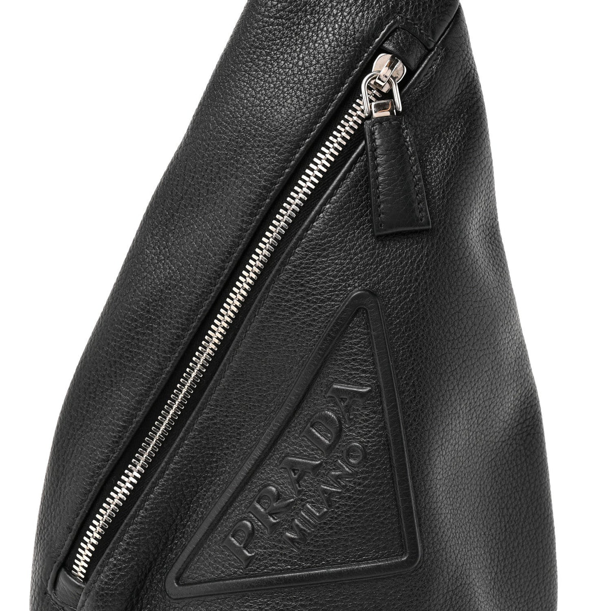Vitello Daino Logo Embossed Cross Sling Backpack Black