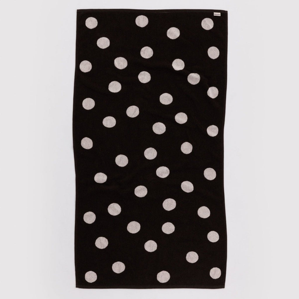 Baggu Bath Towel in  Cream and Black Polka Dot