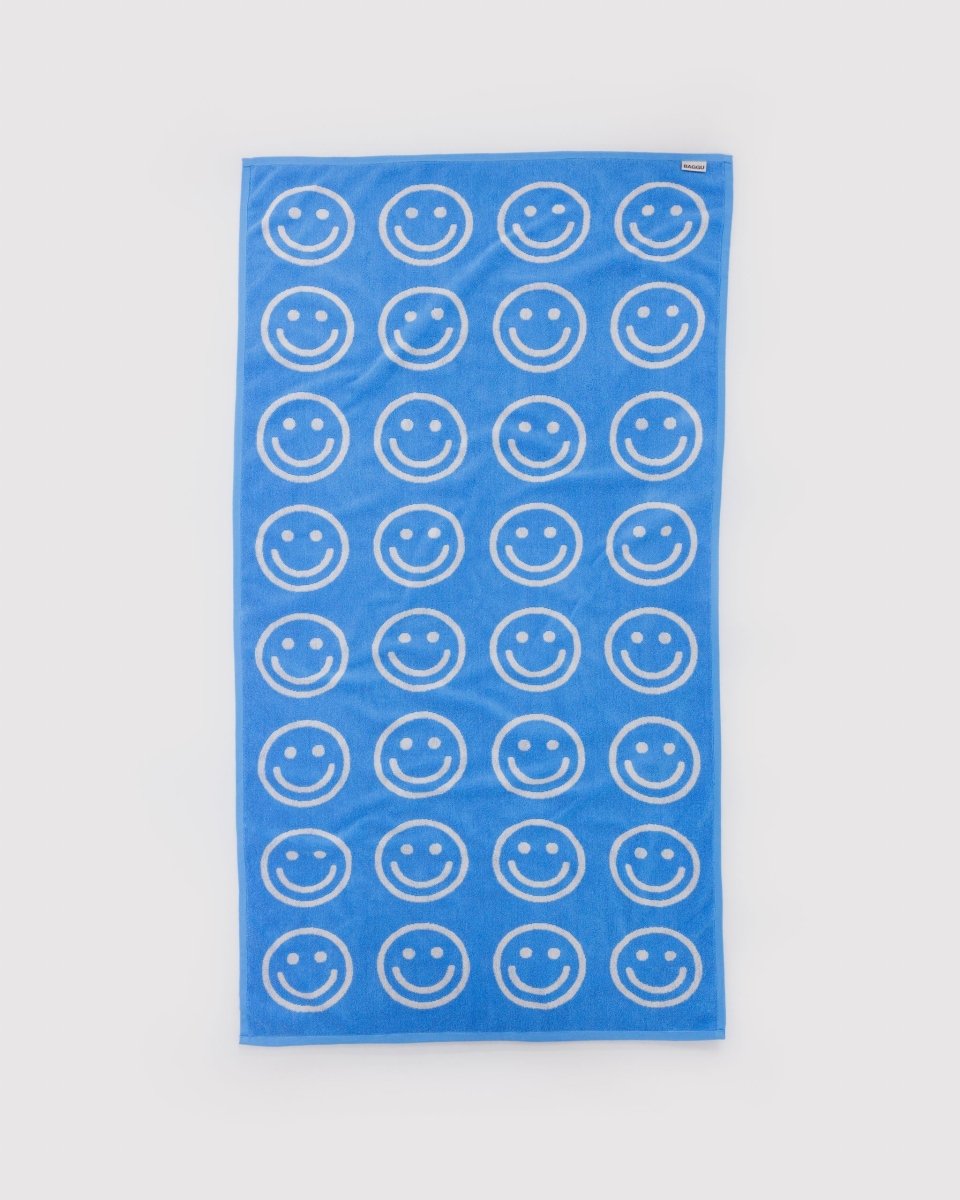 Baggu Bath Towel in Sky Blue Happy