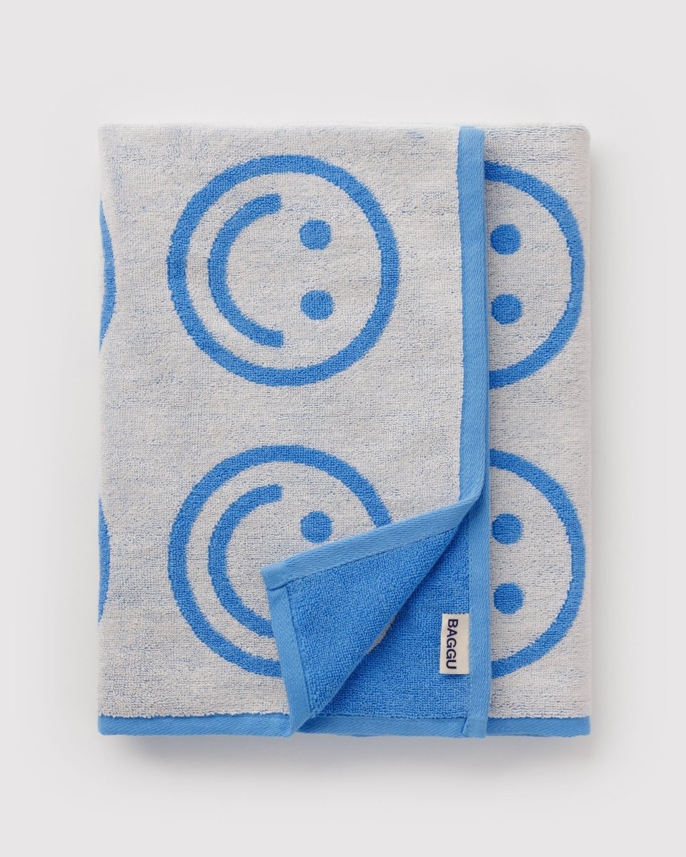 Baggu Bath Towel in Sky Blue Happy