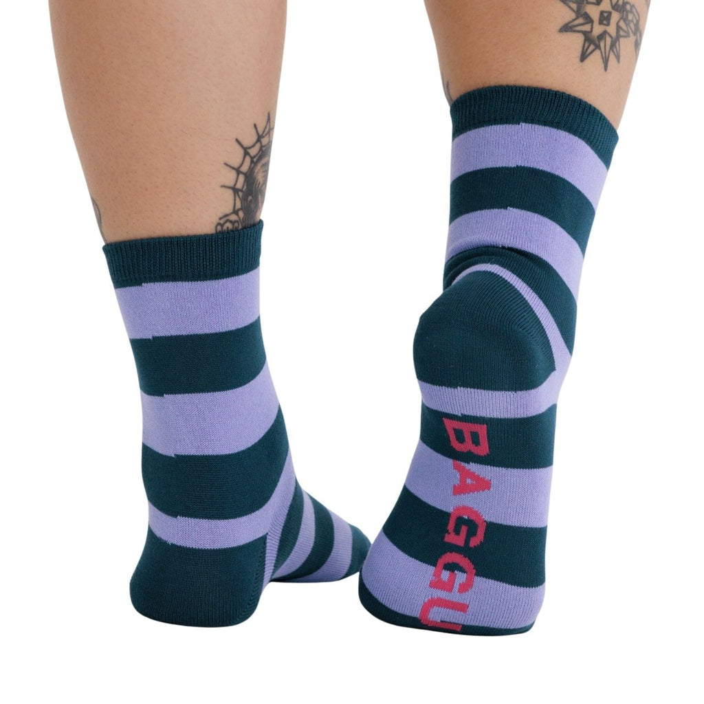 Baggu Crew Sock in Malachite Stripe