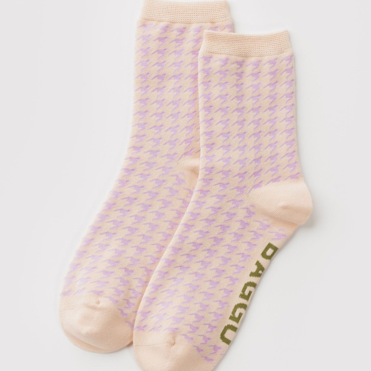 Baggu Crew Sock in Pink Houndstooth