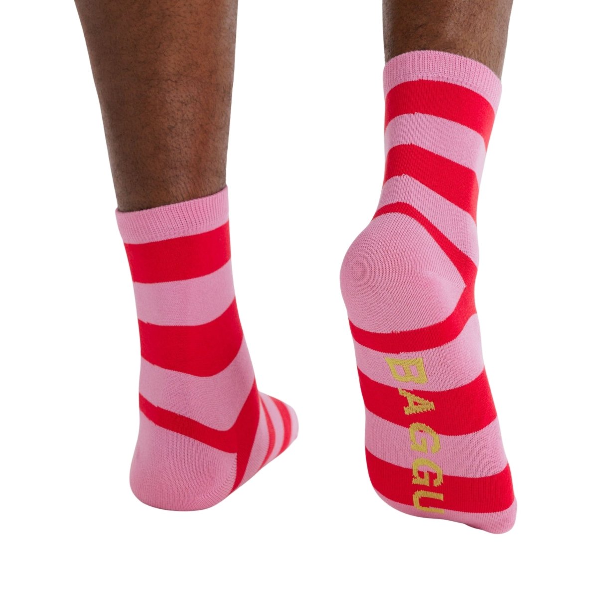 Baggu Crew Sock in Pink Stripe