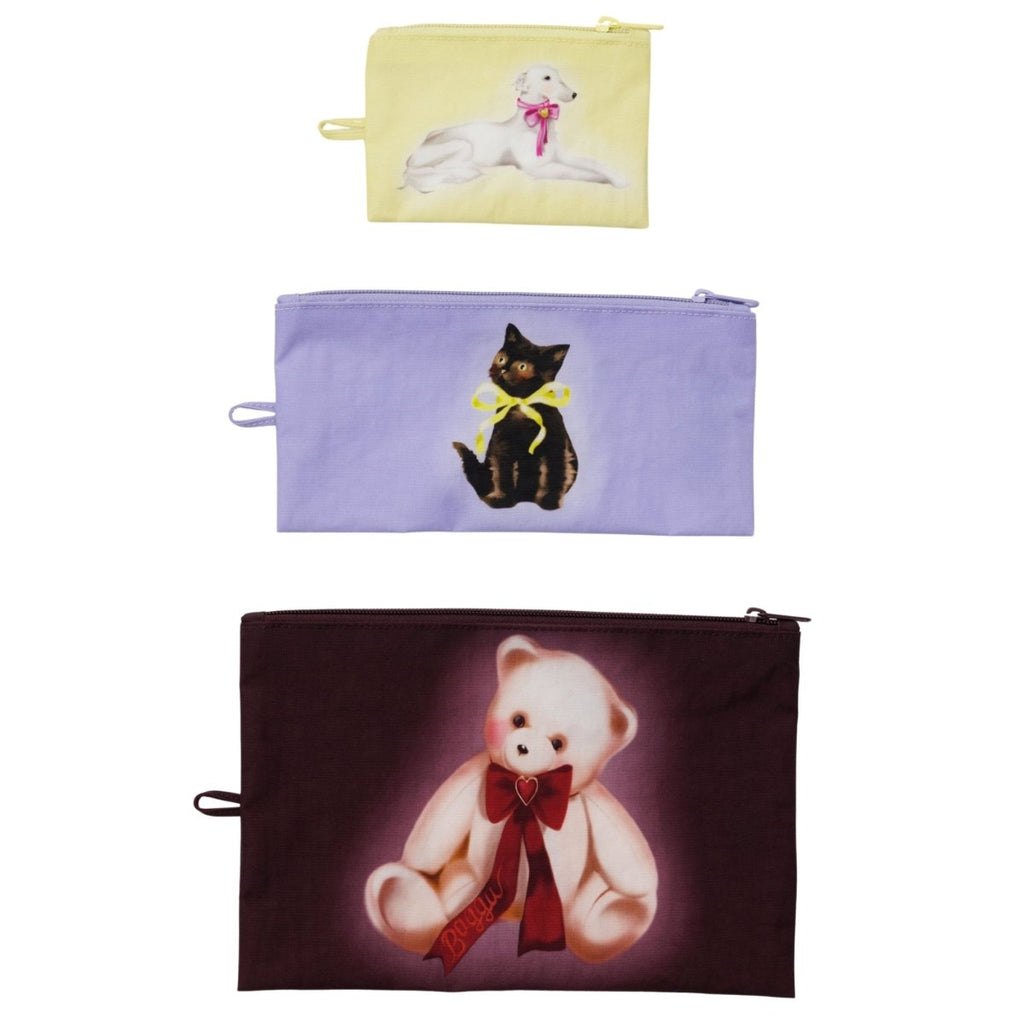 Baggu Flat Pouch Set in Fancy Animals