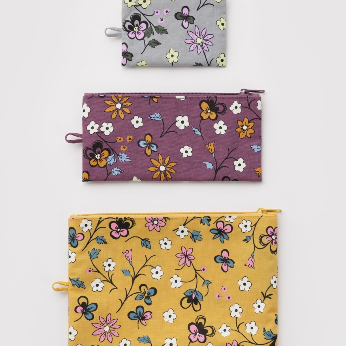 Baggu Flat Pouch Set in Wildwood Mix