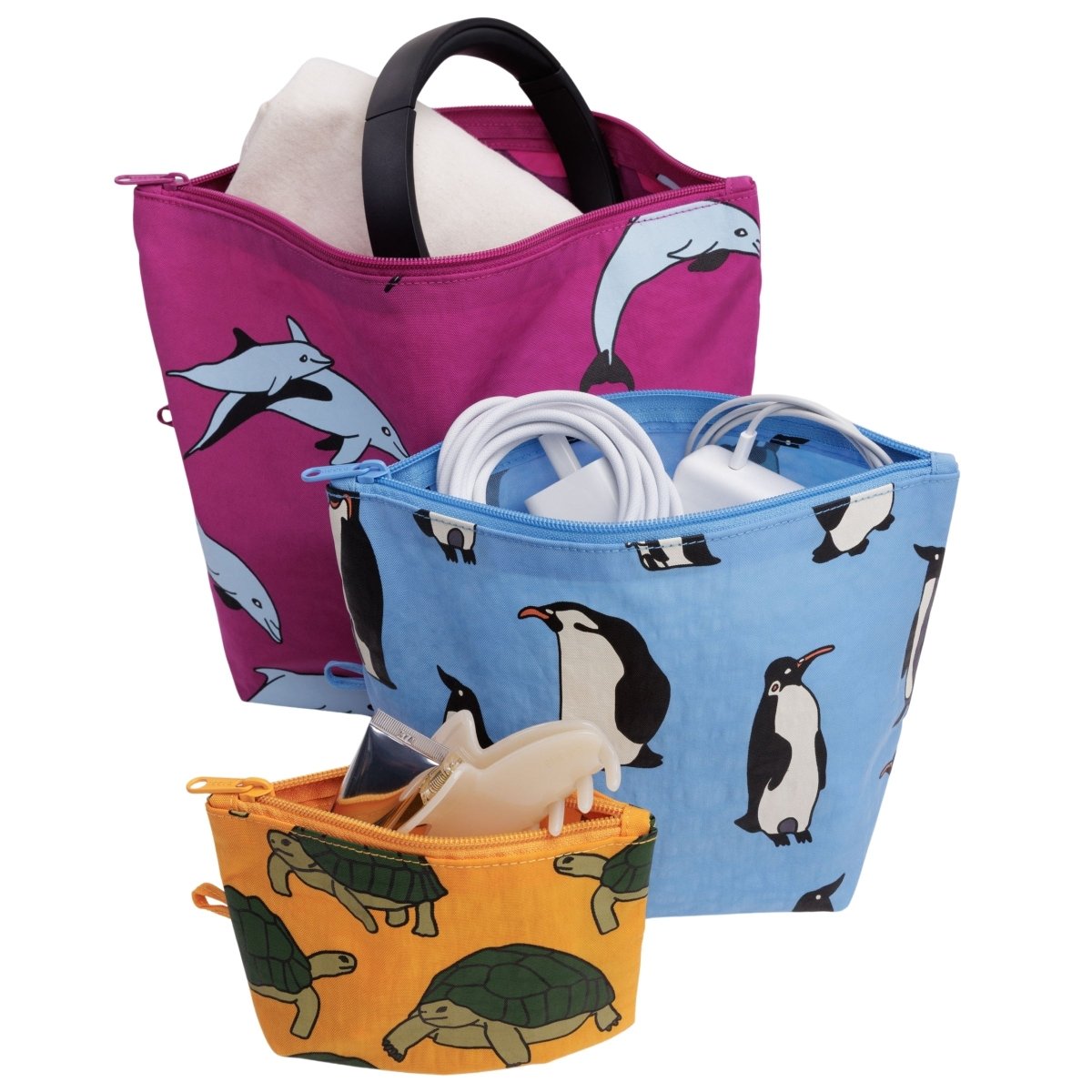 Baggu Go Pouch Set in Vacation Animals