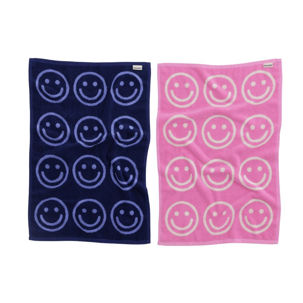 Baggu Hand Towel Set of 2 in Happy Pink Blue