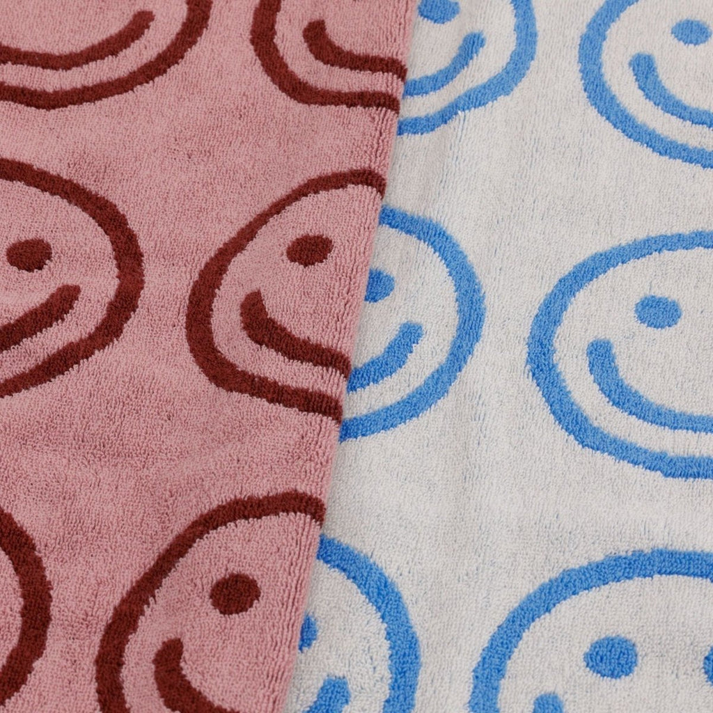 Baggu Hand Towel Set of 2 in Sky Blue and Blush Happy