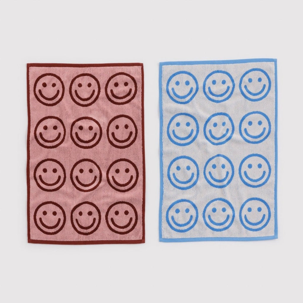 Baggu Hand Towel Set of 2 in Sky Blue and Blush Happy