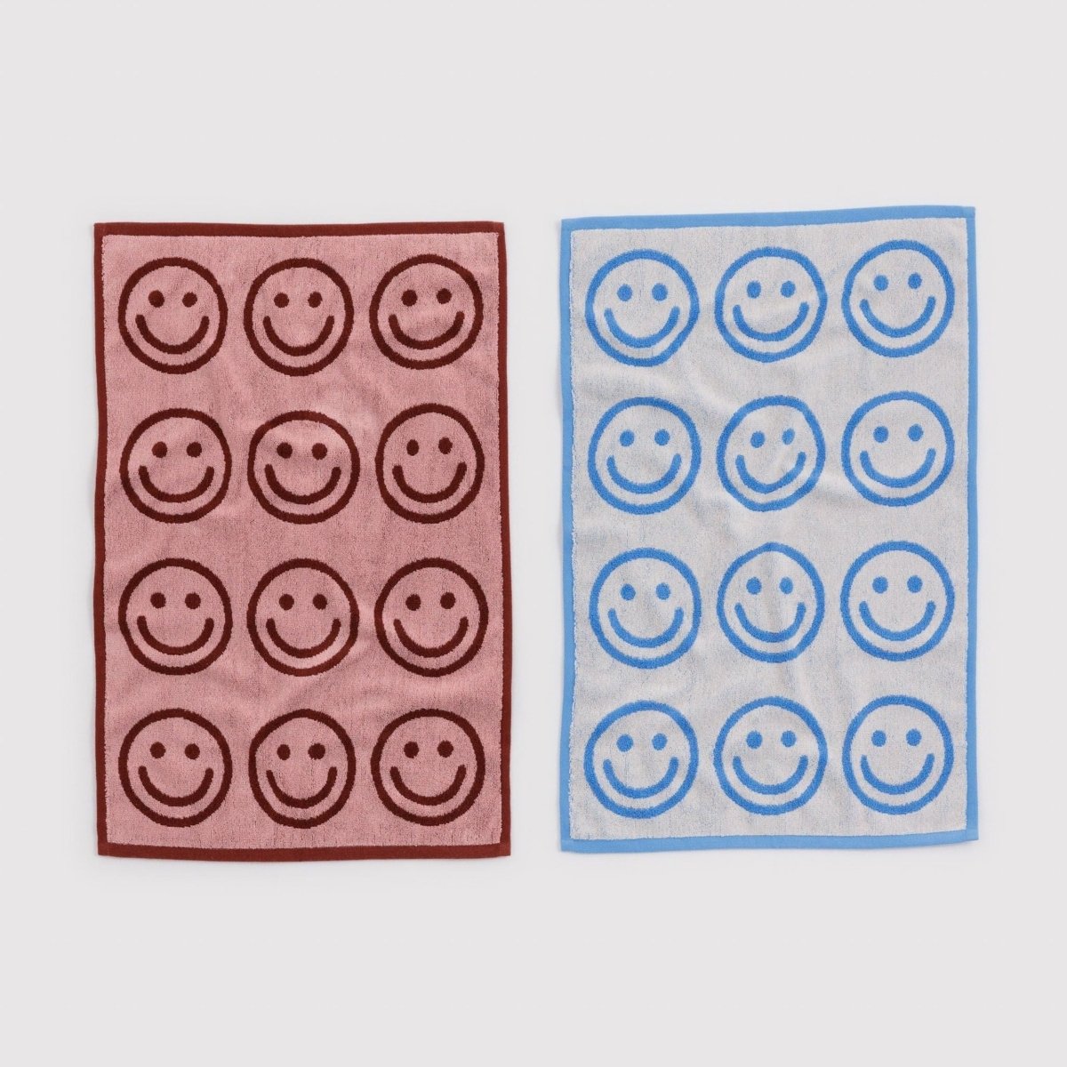 Baggu Hand Towel Set of 2 in Sky Blue and Blush Happy