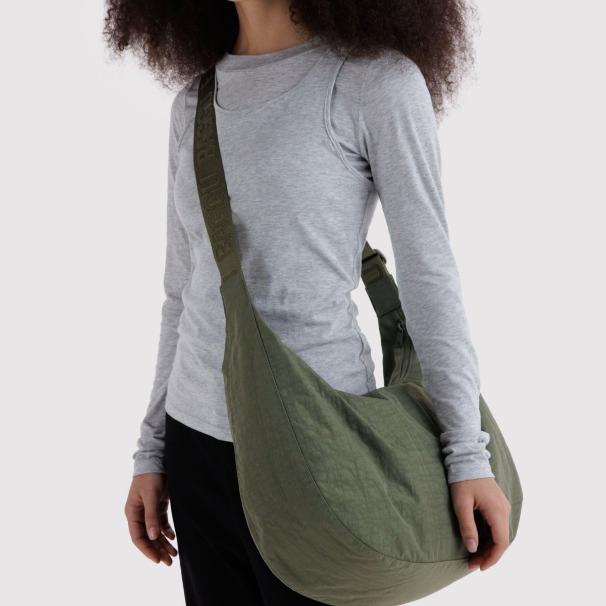 Baggu Large Nylon Crescent Bag in Caper