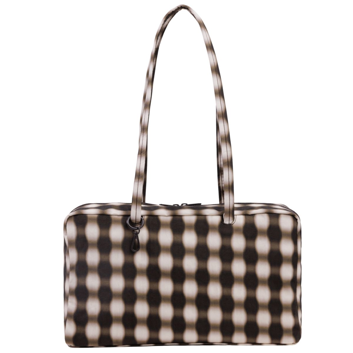 Baggu Medium Nylon Bowler Bag in Blurred Gingham Brown