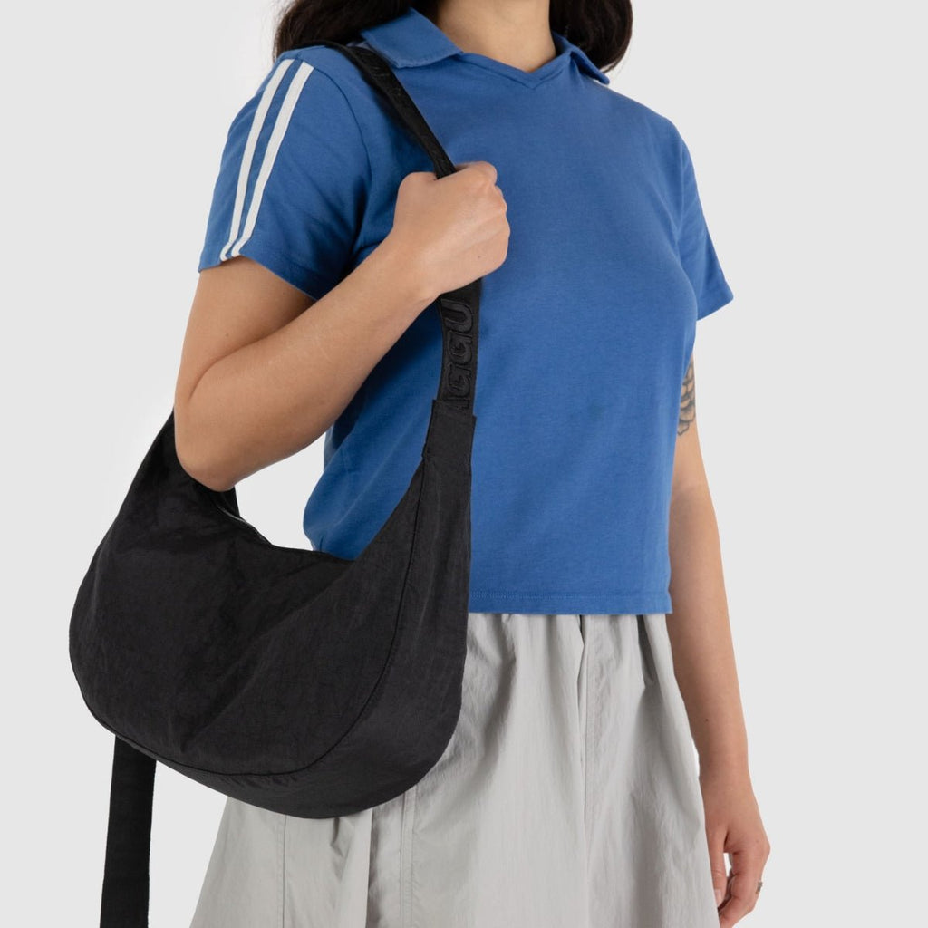 Baggu Medium Nylon Crescent Bag in Black