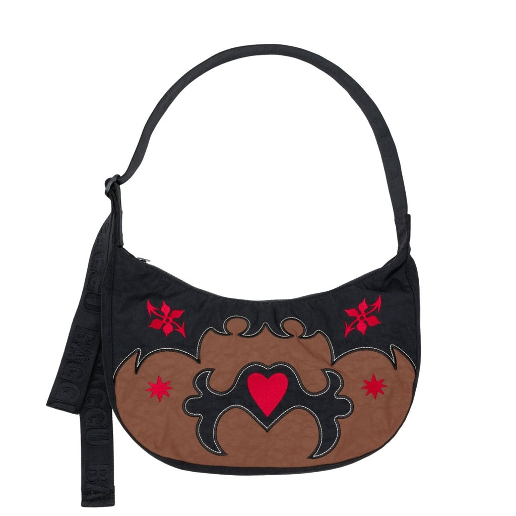 Baggu Medium Nylon Crescent Bag in Western Applique