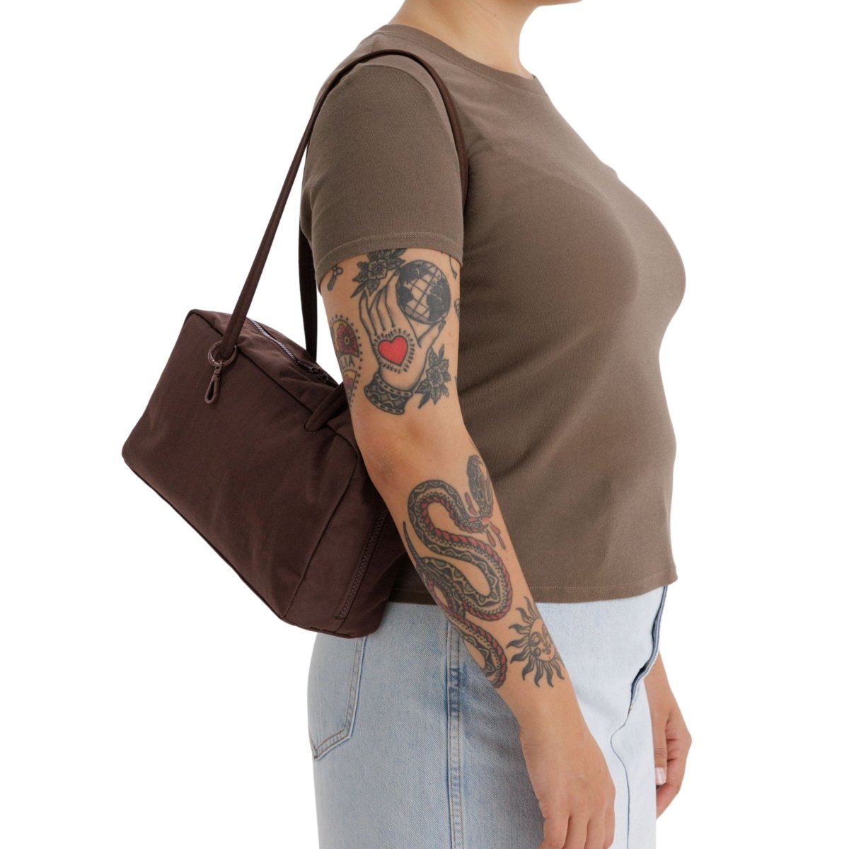 Baggu Nylon Bowler Bag in Coffee