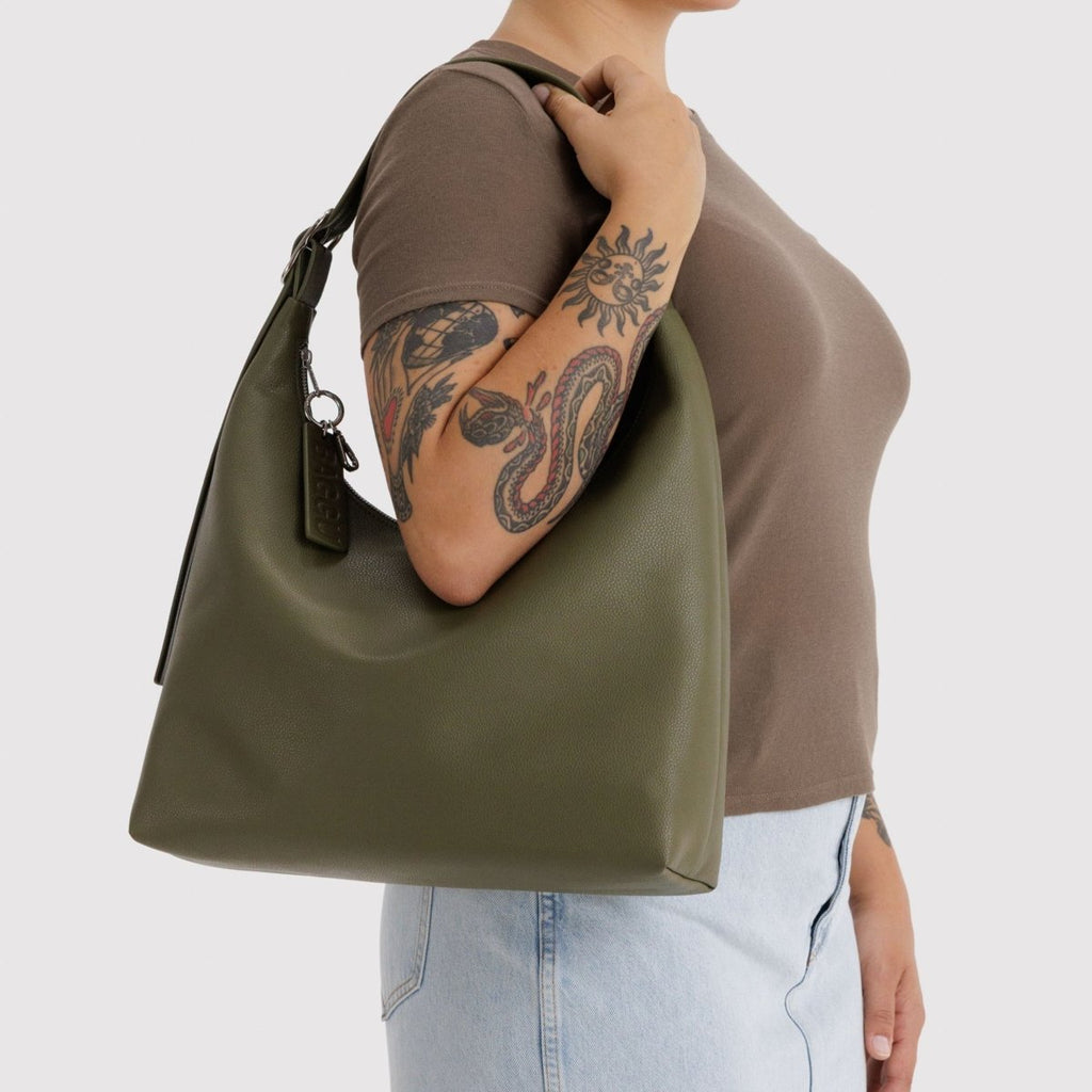 Baggu Recycled Leather Shoulder Bag in Loden