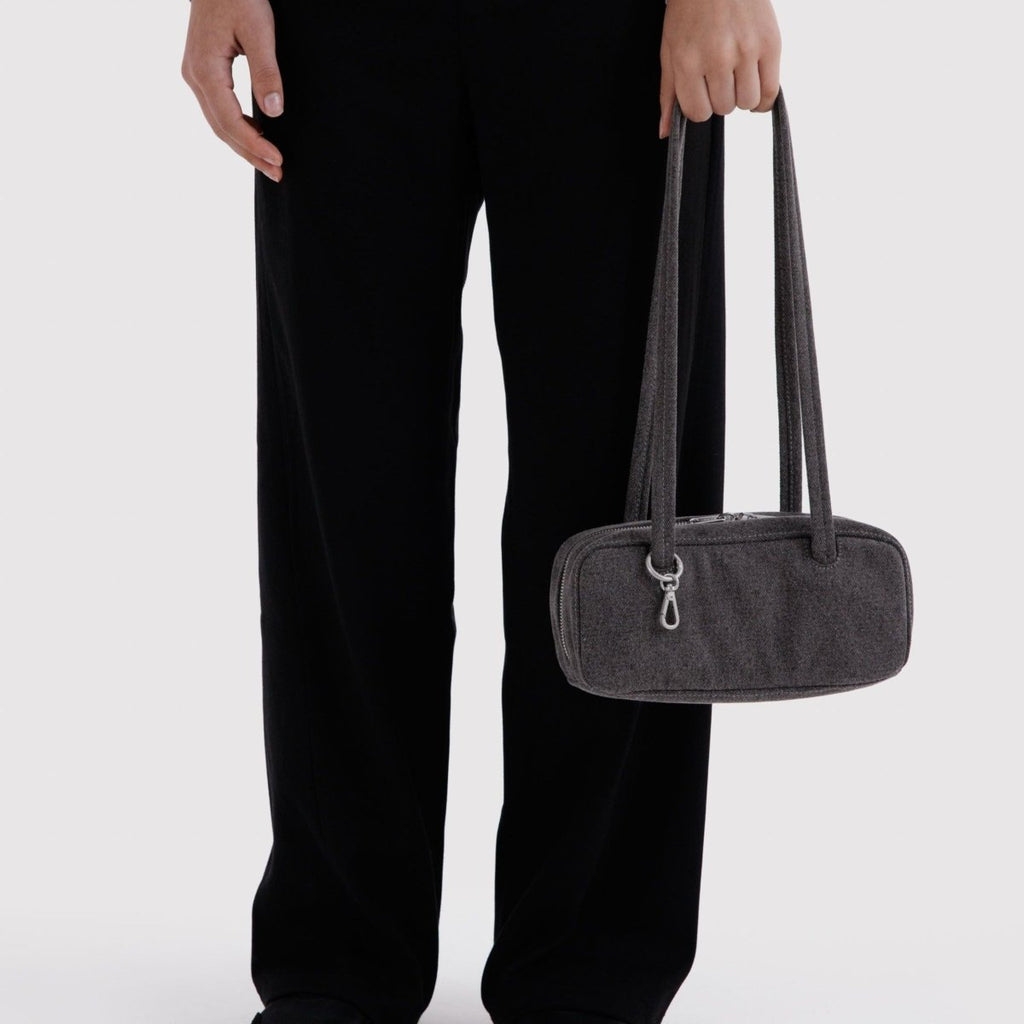 Baggu Small Denim Bowler Bag in Washed Black Denim