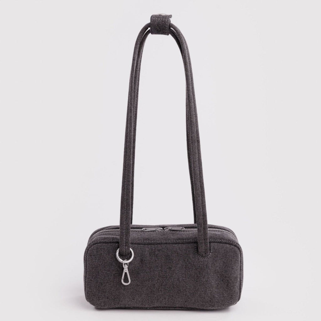 Baggu Small Denim Bowler Bag in Washed Black Denim