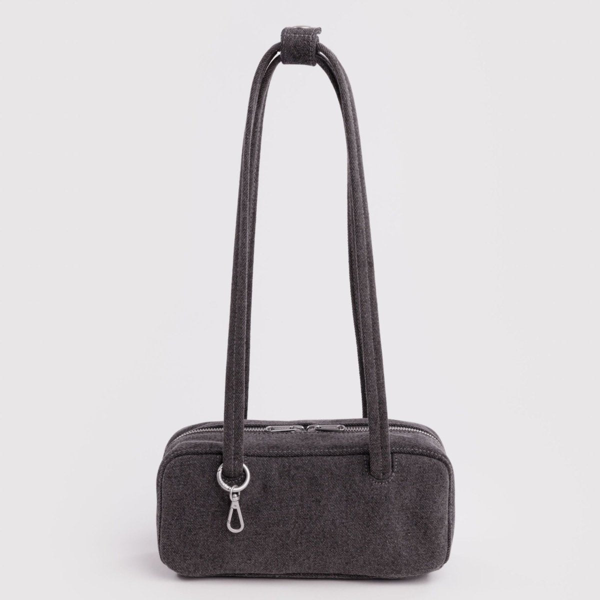 Baggu Small Denim Bowler Bag in Washed Black Denim