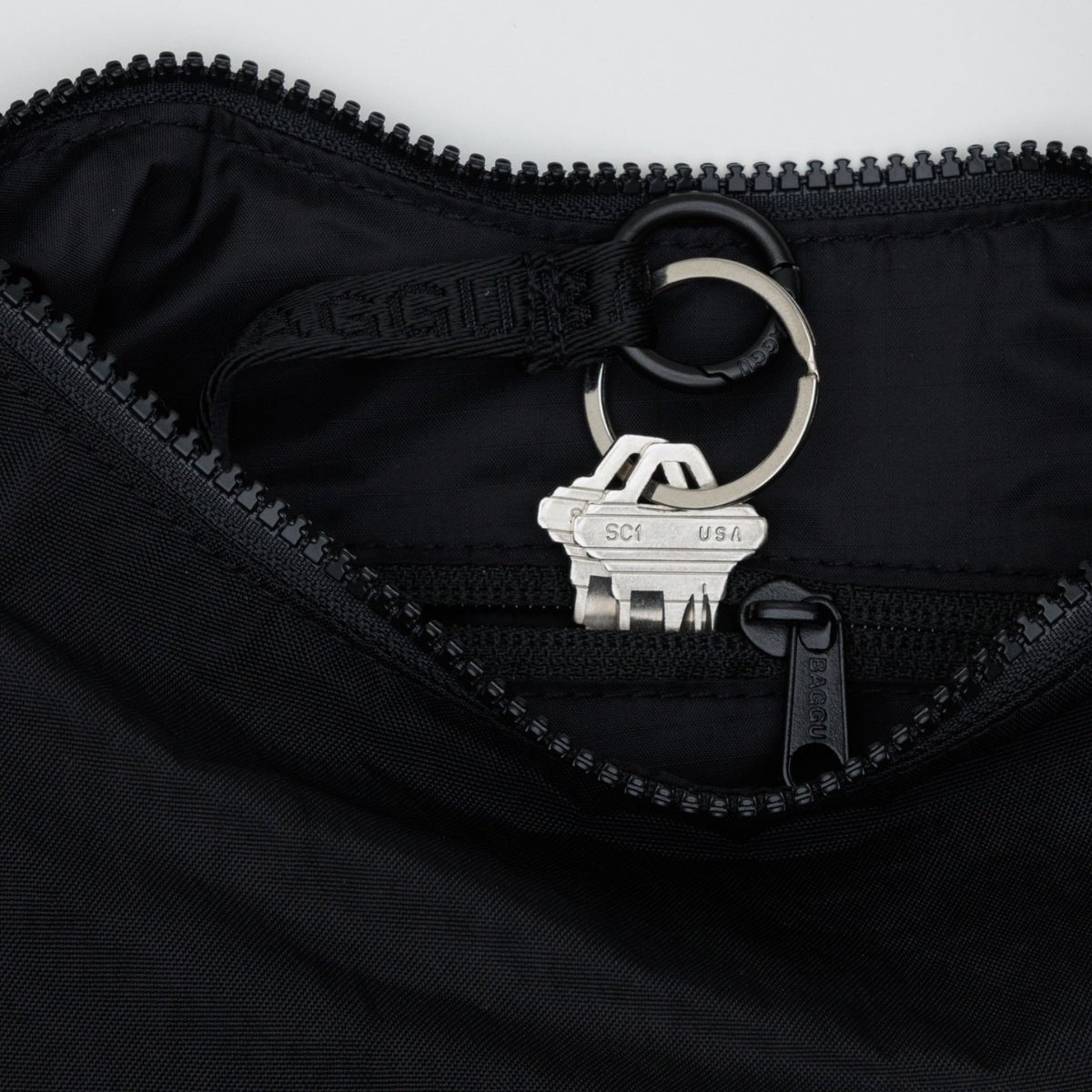 Baggu Small Nylon Crescent Bag in Black