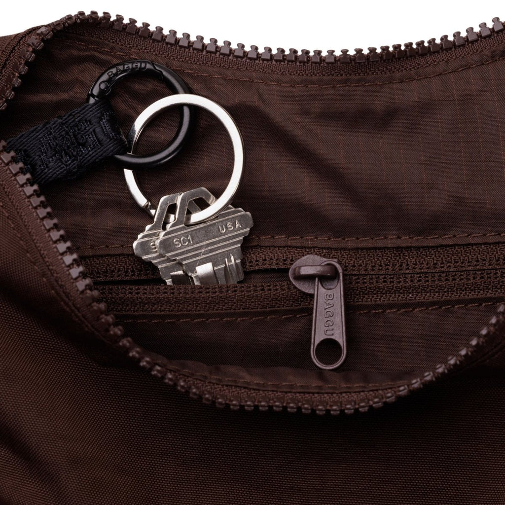 Baggu Small Nylon Crescent Bag in Coffee