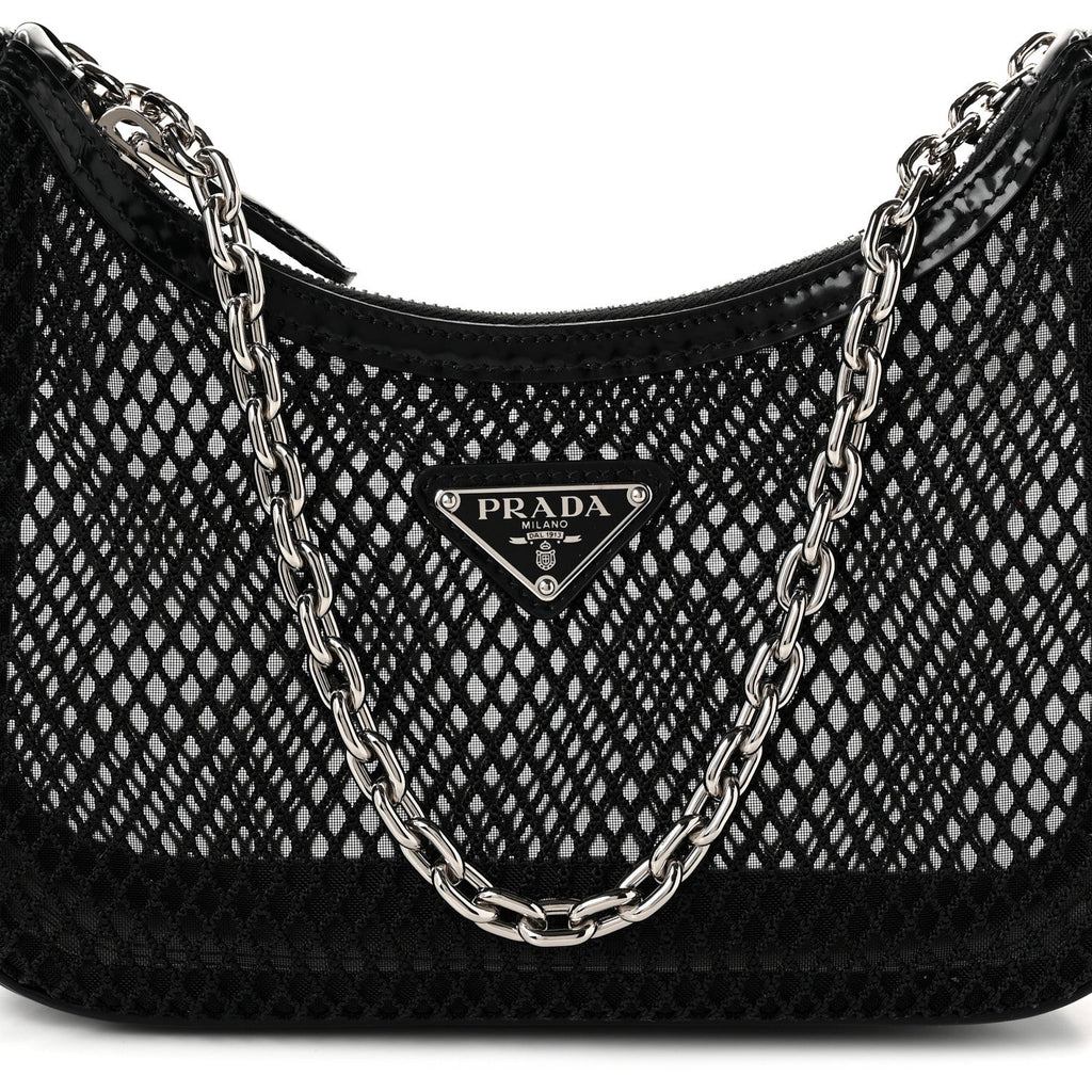Mesh Brushed Calfskin Re-Edition 2005 Shoulder Bag Black