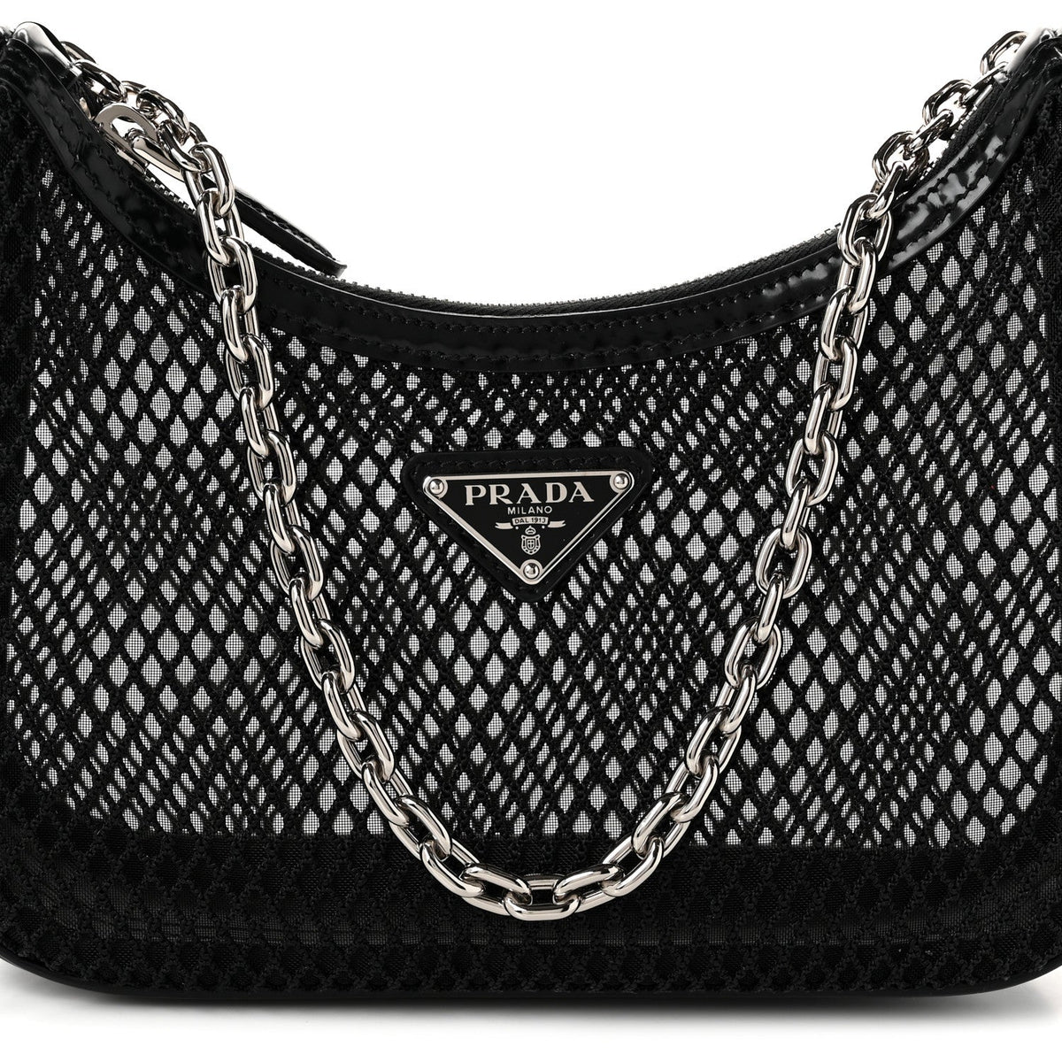 Mesh Brushed Calfskin Re-Edition 2005 Shoulder Bag Black
