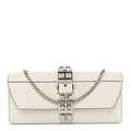 City Calfskin Saffiano Studded Elektra Clutch With Chain White