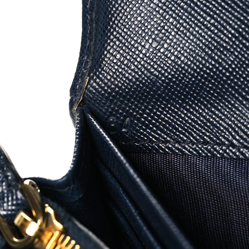 Saffiano Metal Continental Flap Travel Wallet Bluette